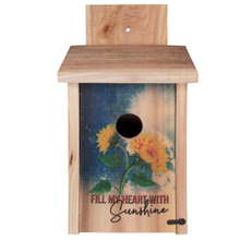 Load image into Gallery viewer, Decorative Sunflower Design Cedar Blue Bird House
