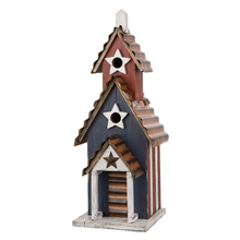 Load image into Gallery viewer, 24.41 in. H Oversized Wooden/Rustic Metal Patriotic Birdhouse
